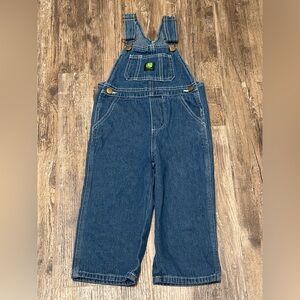 John Deere Denim Bib Overalls Size 3T Toddler Blue Jean Farm Tractor Logo